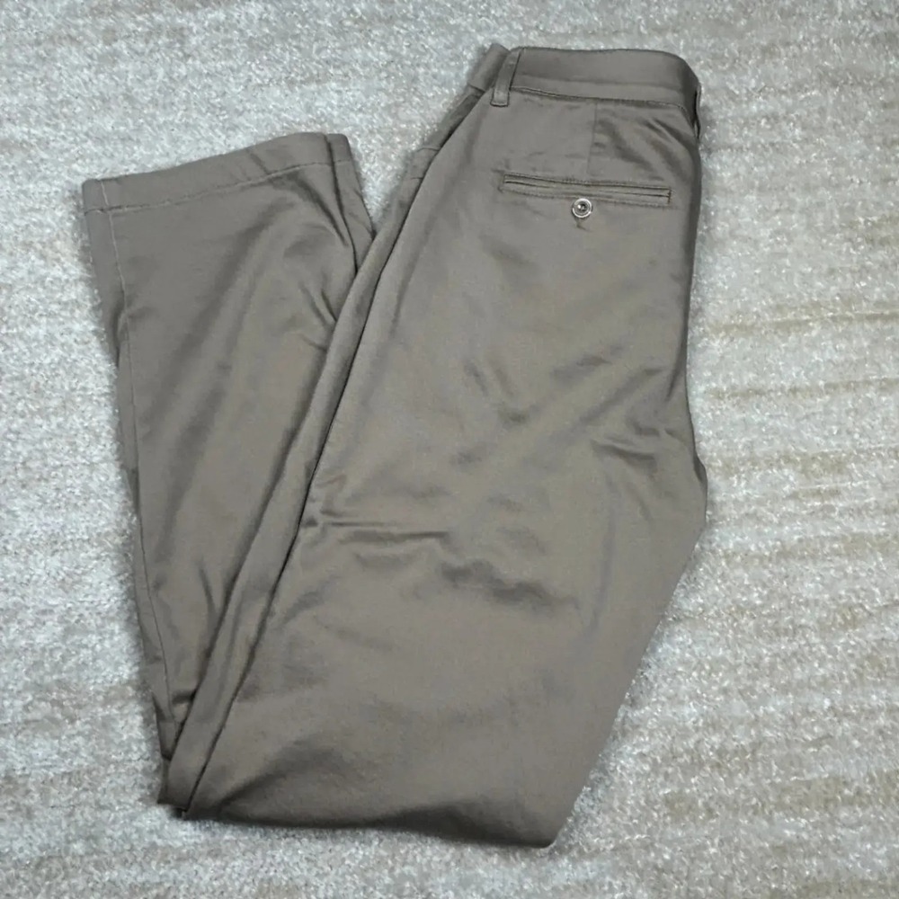Lee Womens Flex Motion Straight Leg Mid Rise Khaki Pants Size 10 Tall Tan Long